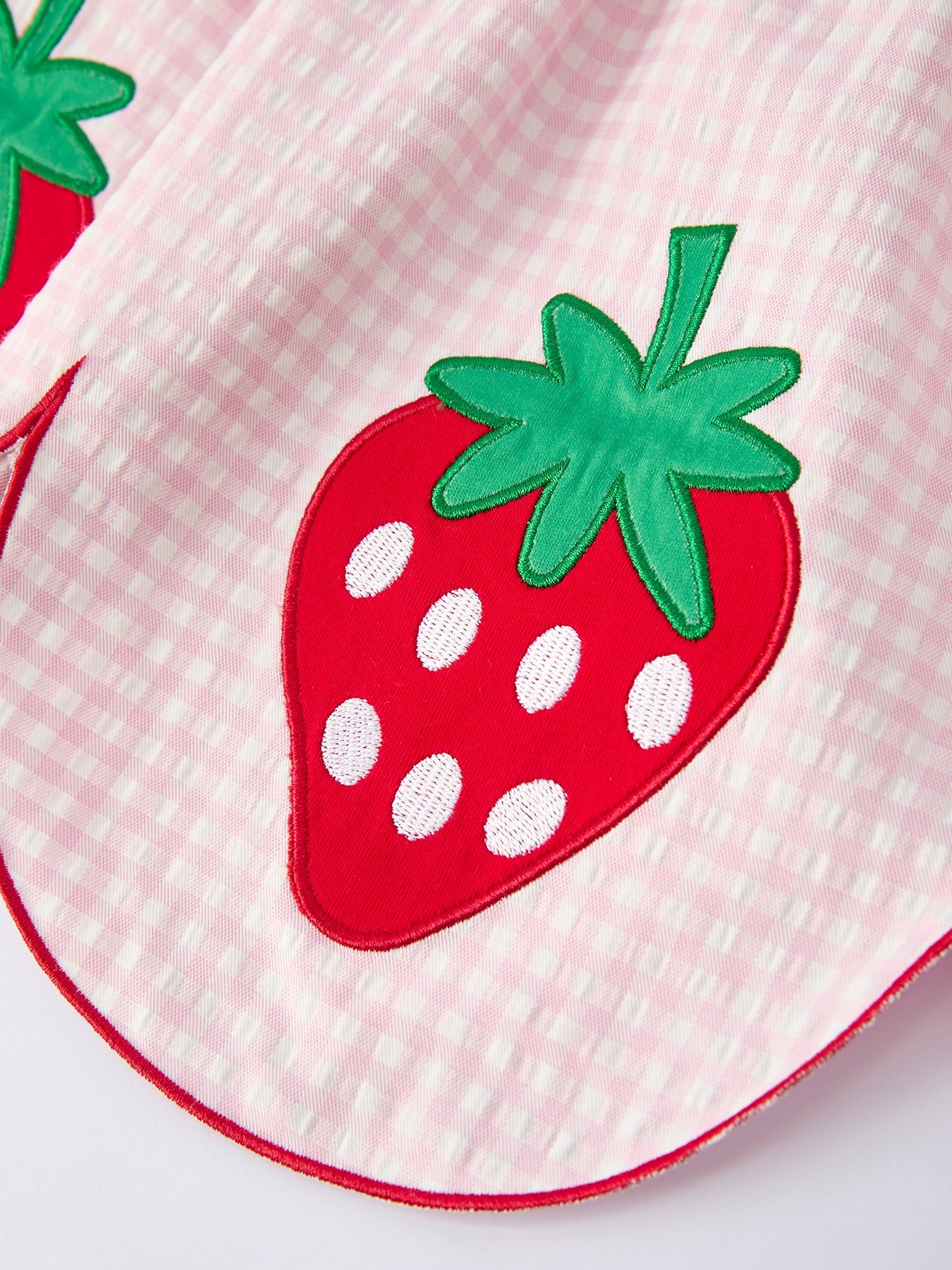 Girls' Plaid Smocked Strawberry Applique Dress