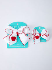 Back-to-school Apple Applique Girls Hairpin 4 Inches/6.25 Inches