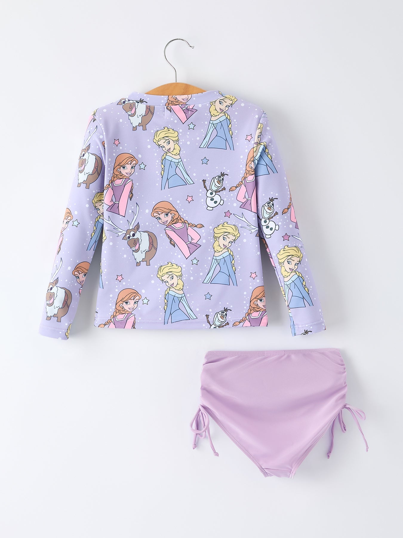 Summer Star Print Girls Long Sleeve Swim Set