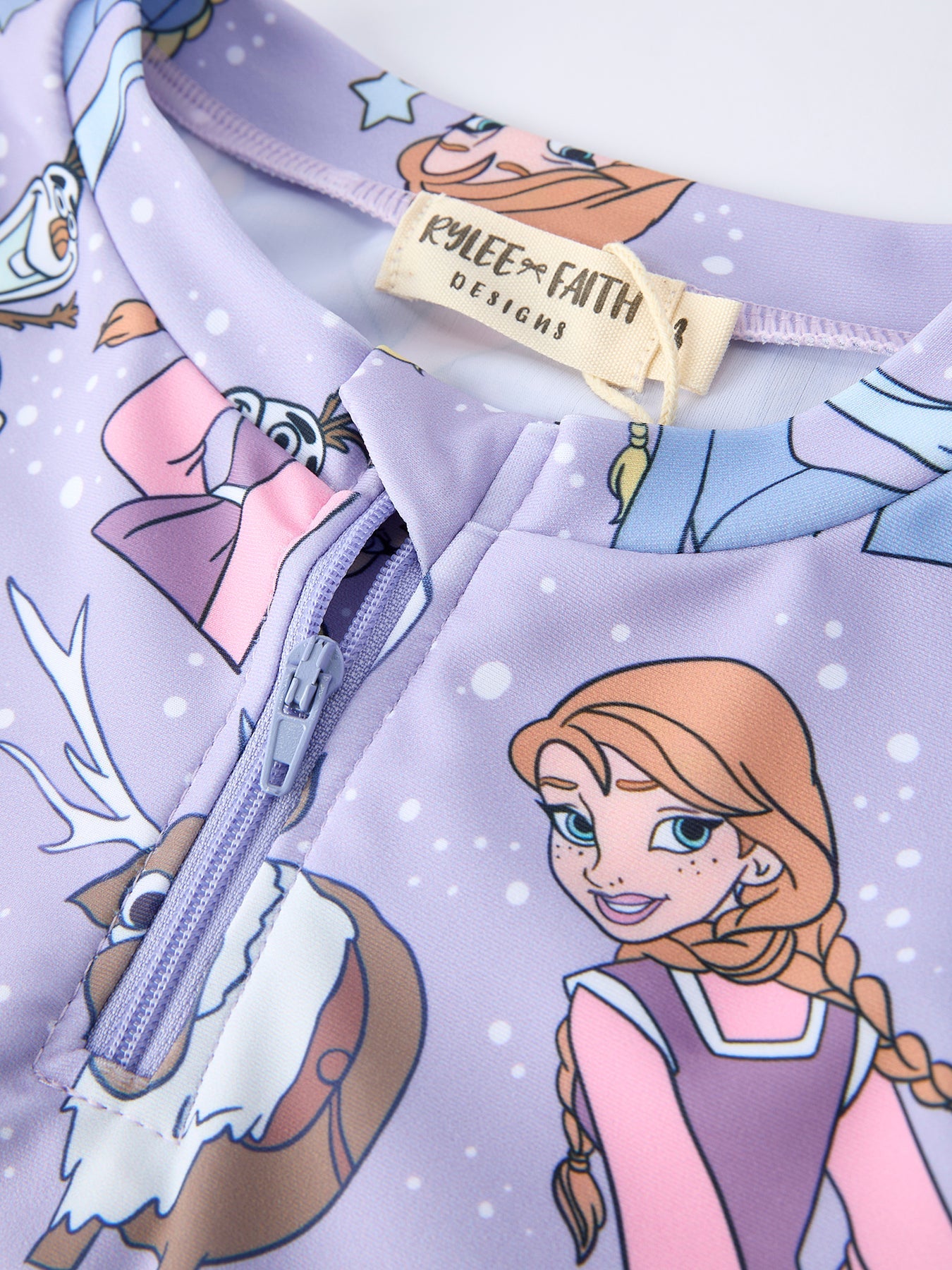 Summer Star Print Girls Long Sleeve Swim Set