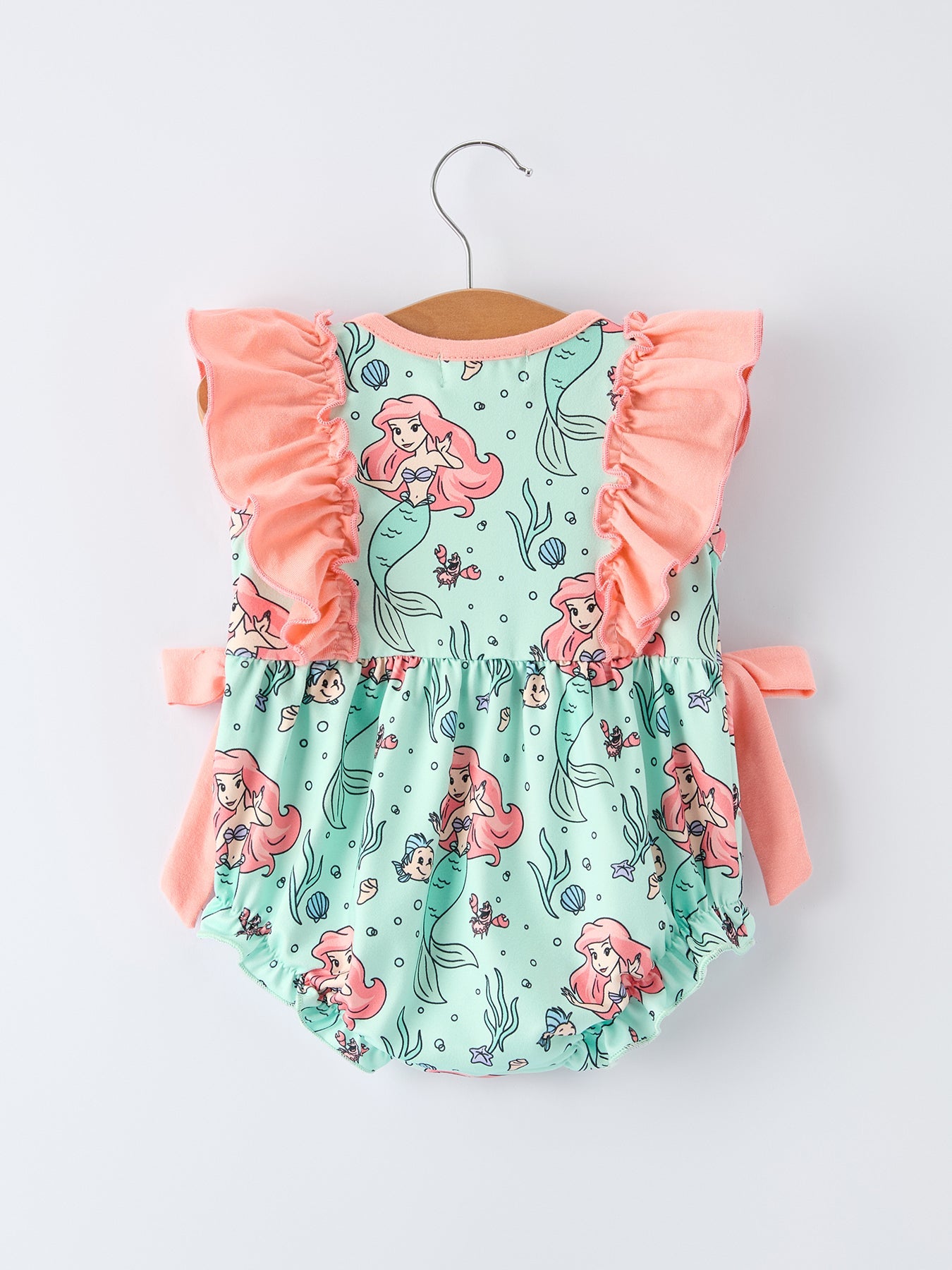 Summer Ocean Girls Bow Ruffle Romper