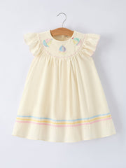 Rainbow Sailboat Embroidered Girls Dress