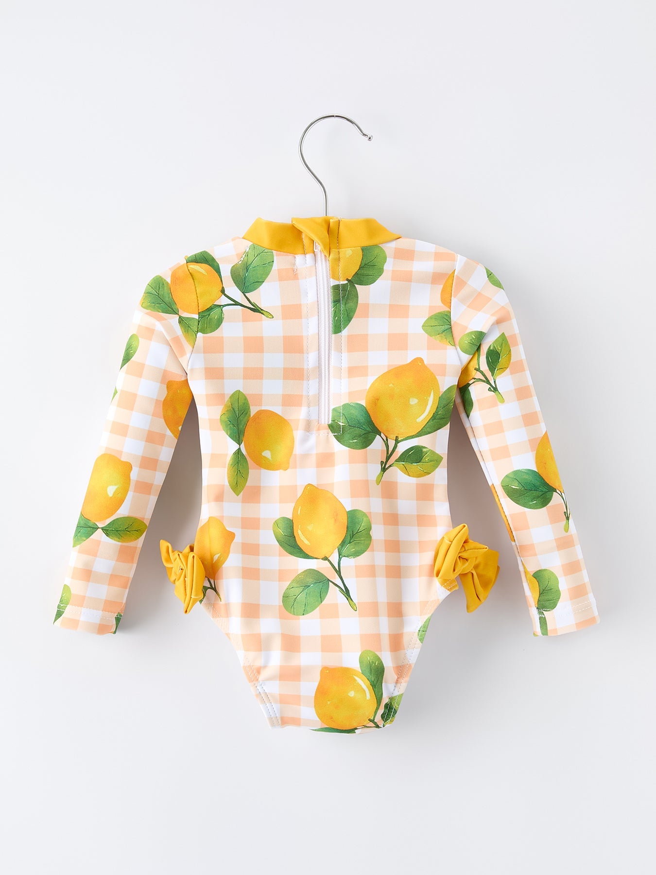 Lemon Print Long Sleeve Girls One Piece Swimsuit