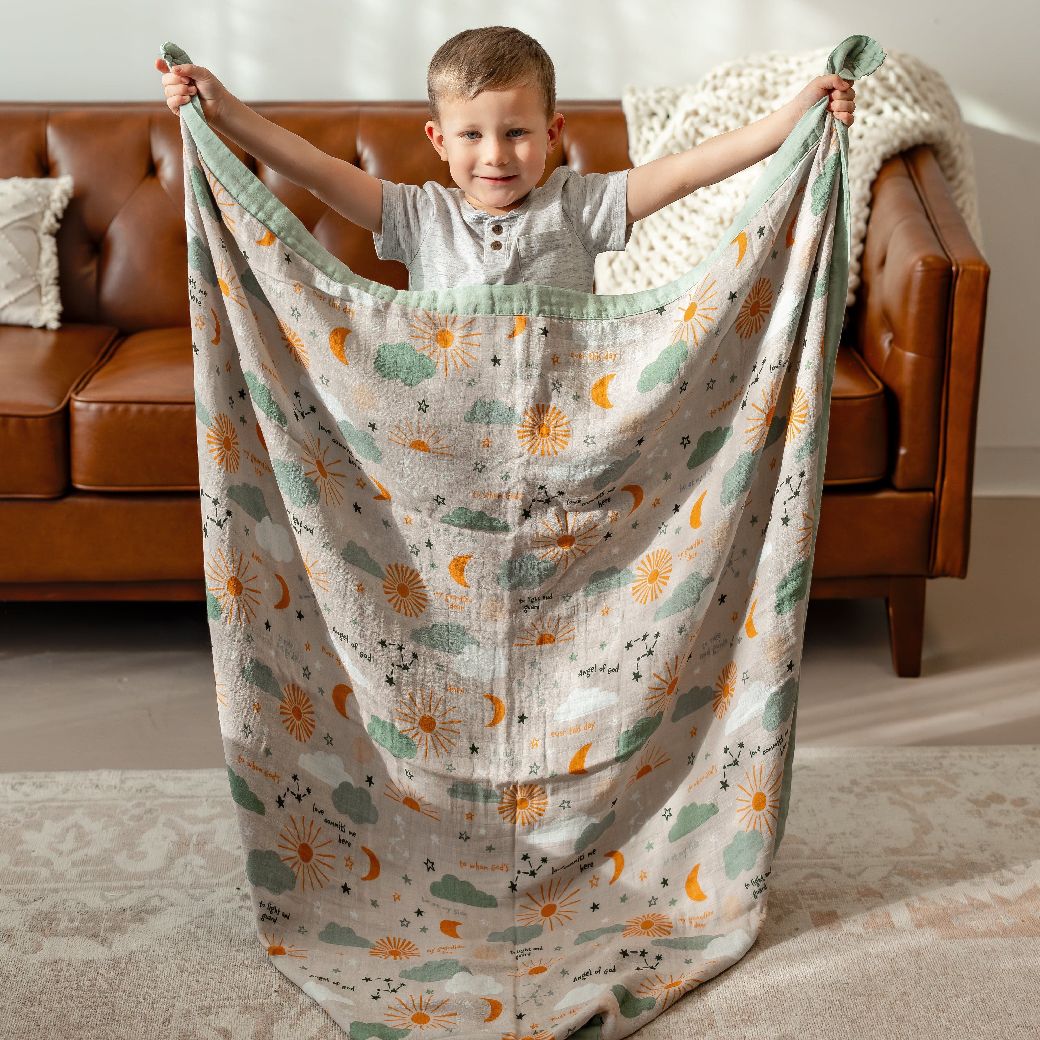 Guardian Angel Luxury Double Sided Muslin Catholic Blanket