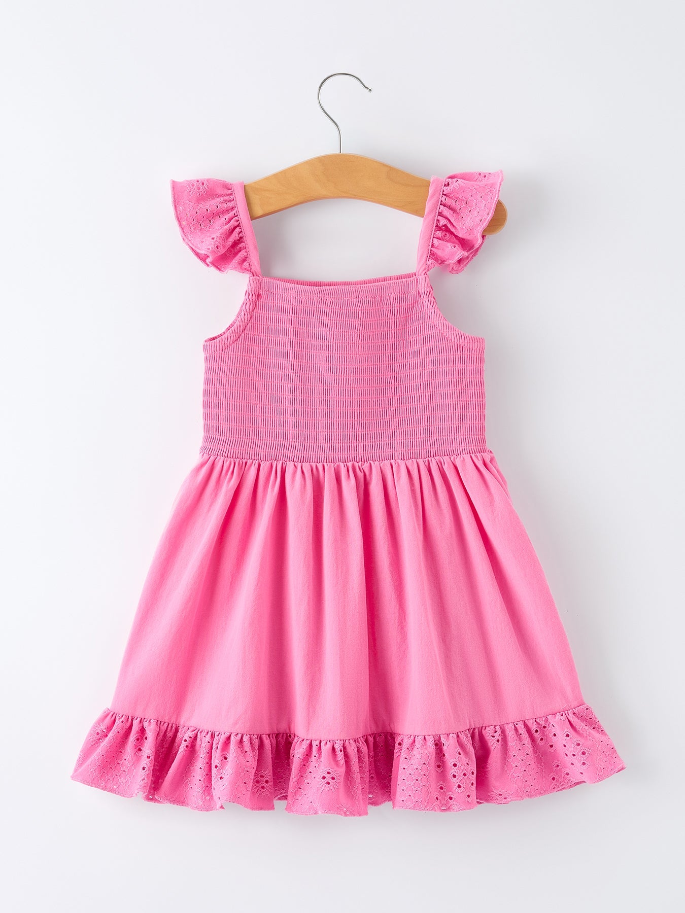 Pink Girl Smocked Ruffle Dress