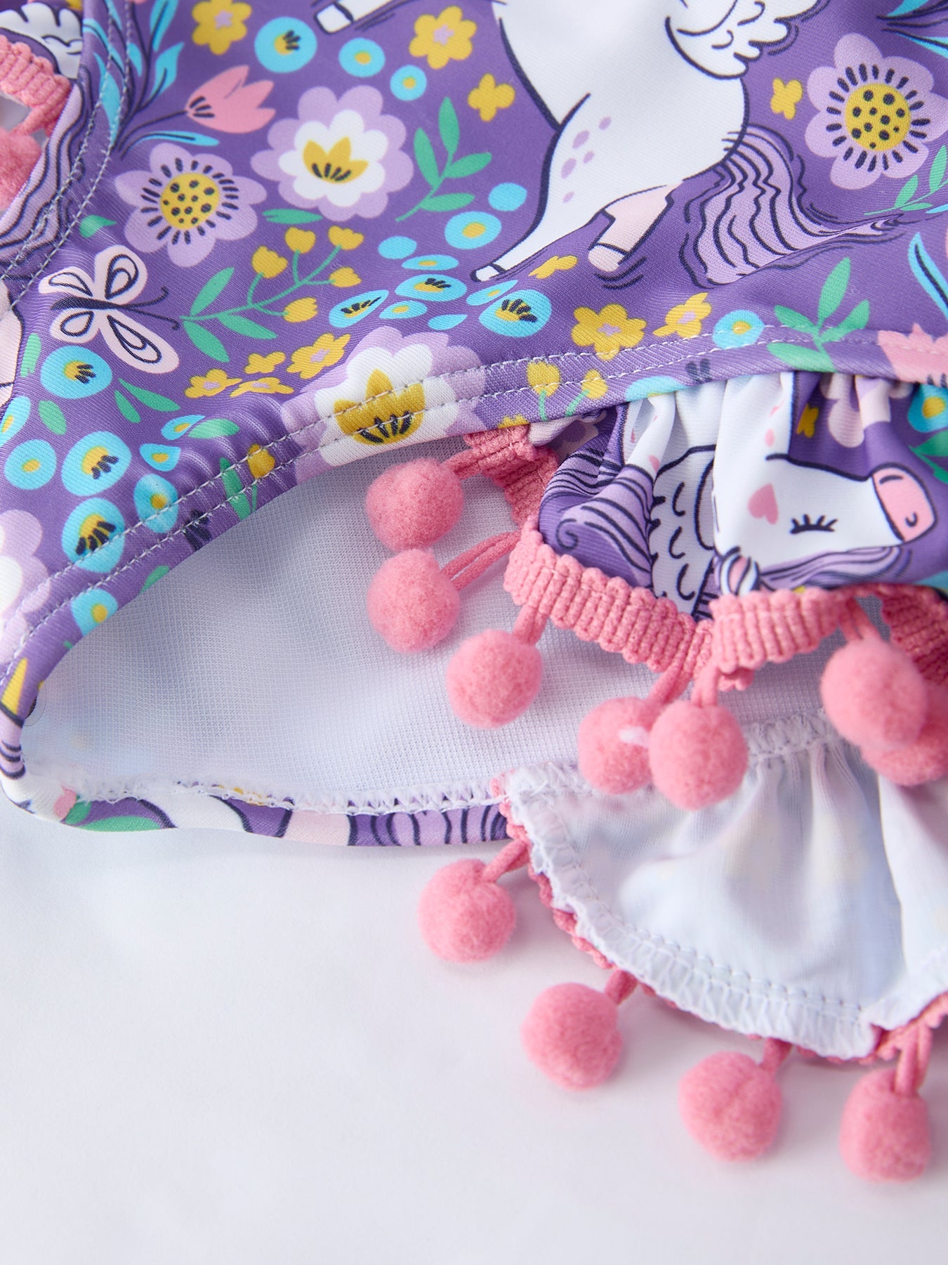 Girls Unicorn Long Sleeve Ruffle Swimsuit Set