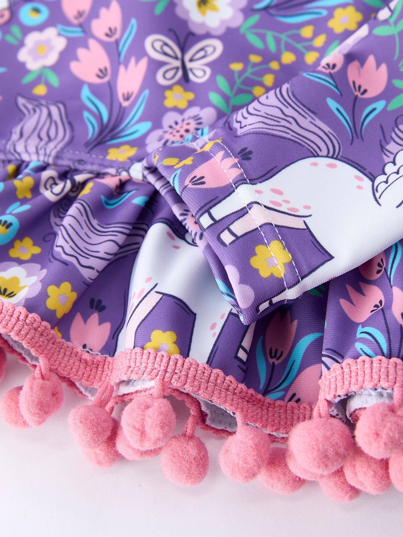Girls Unicorn Long Sleeve Ruffle Swimsuit Set