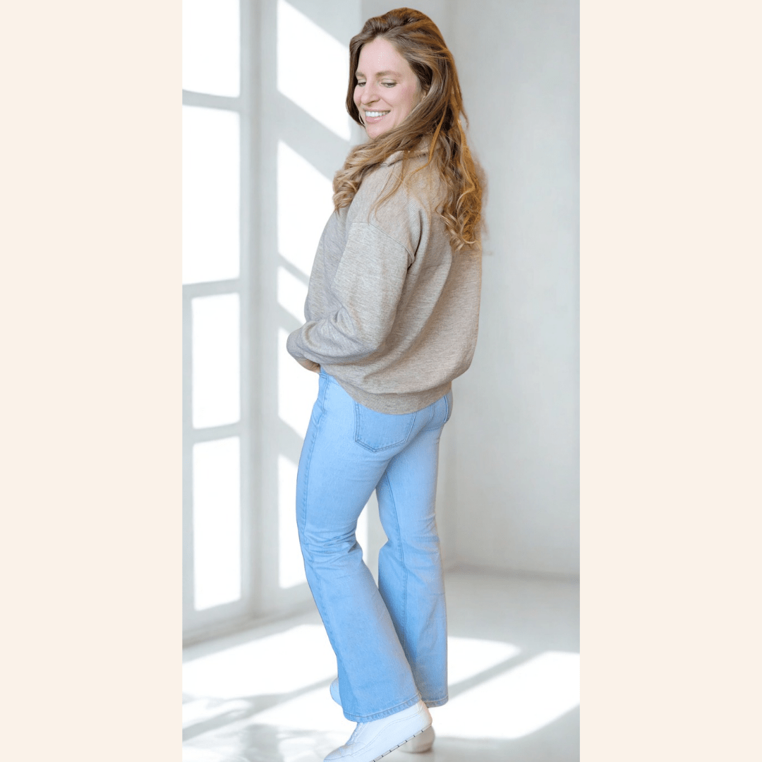 Quarter Zip Sweater Sand- Women