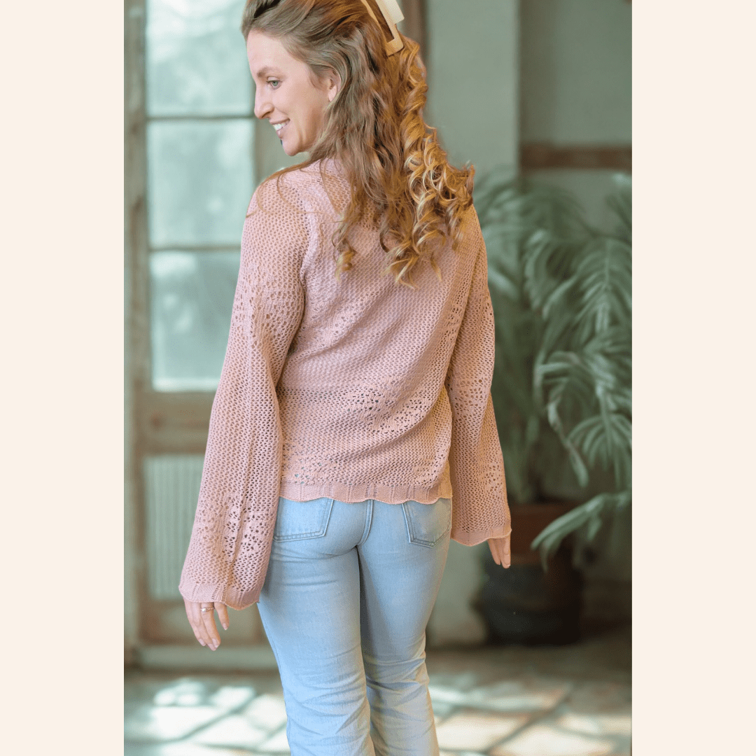 Crochet Bell Sleeve Cardigan- Women