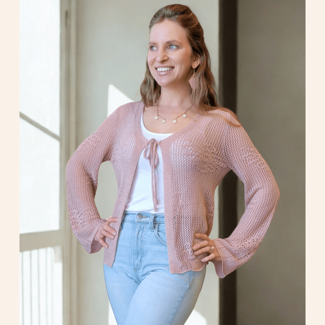 Crochet Bell Sleeve Cardigan- Women