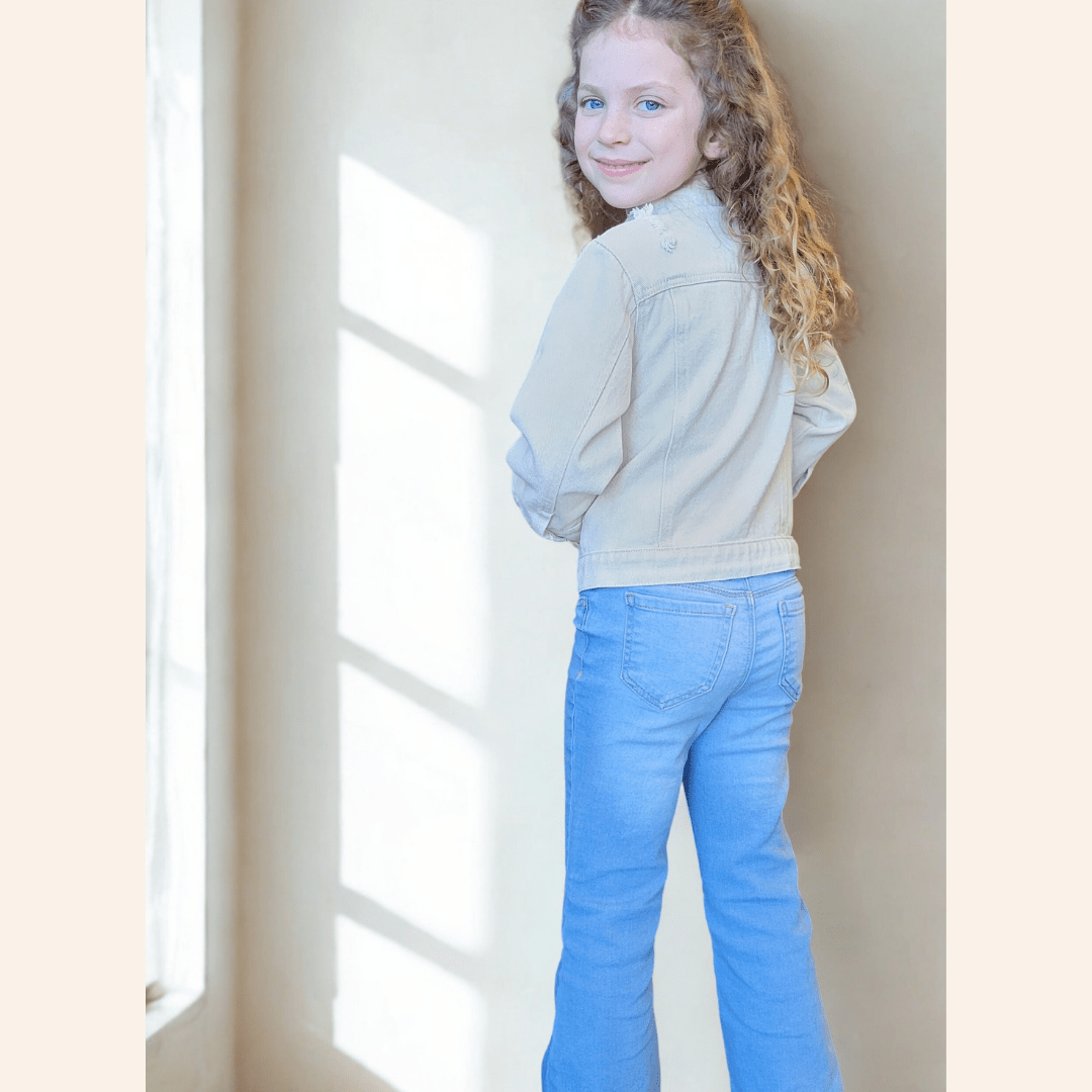 Khaki Distressed Denim Jean Jacket - Child