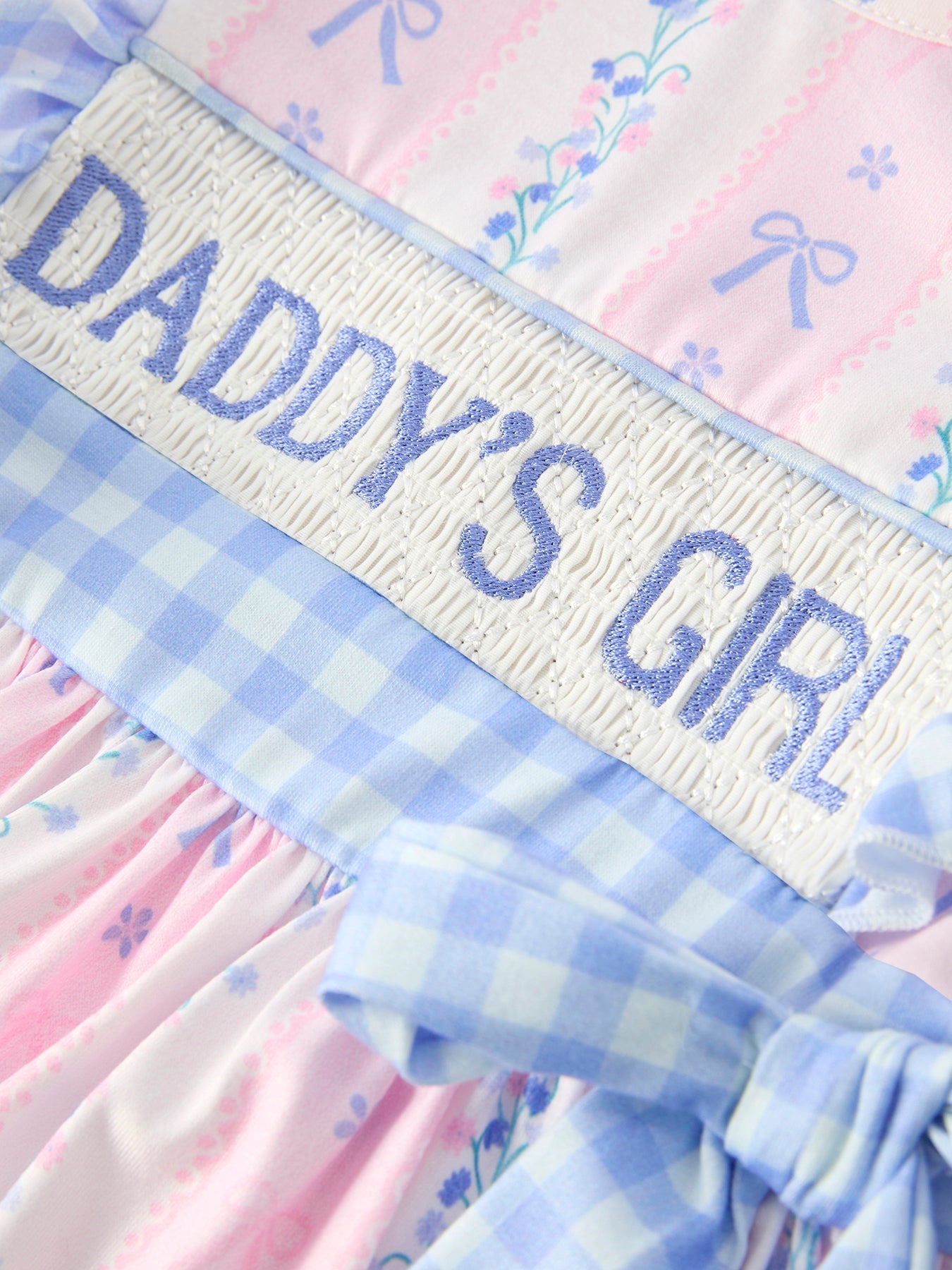 “daddy's Girl” Smocked Plaid Girls Dress