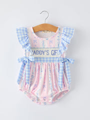 “daddy's Girl” Smocked Plaid Baby Girls Romper