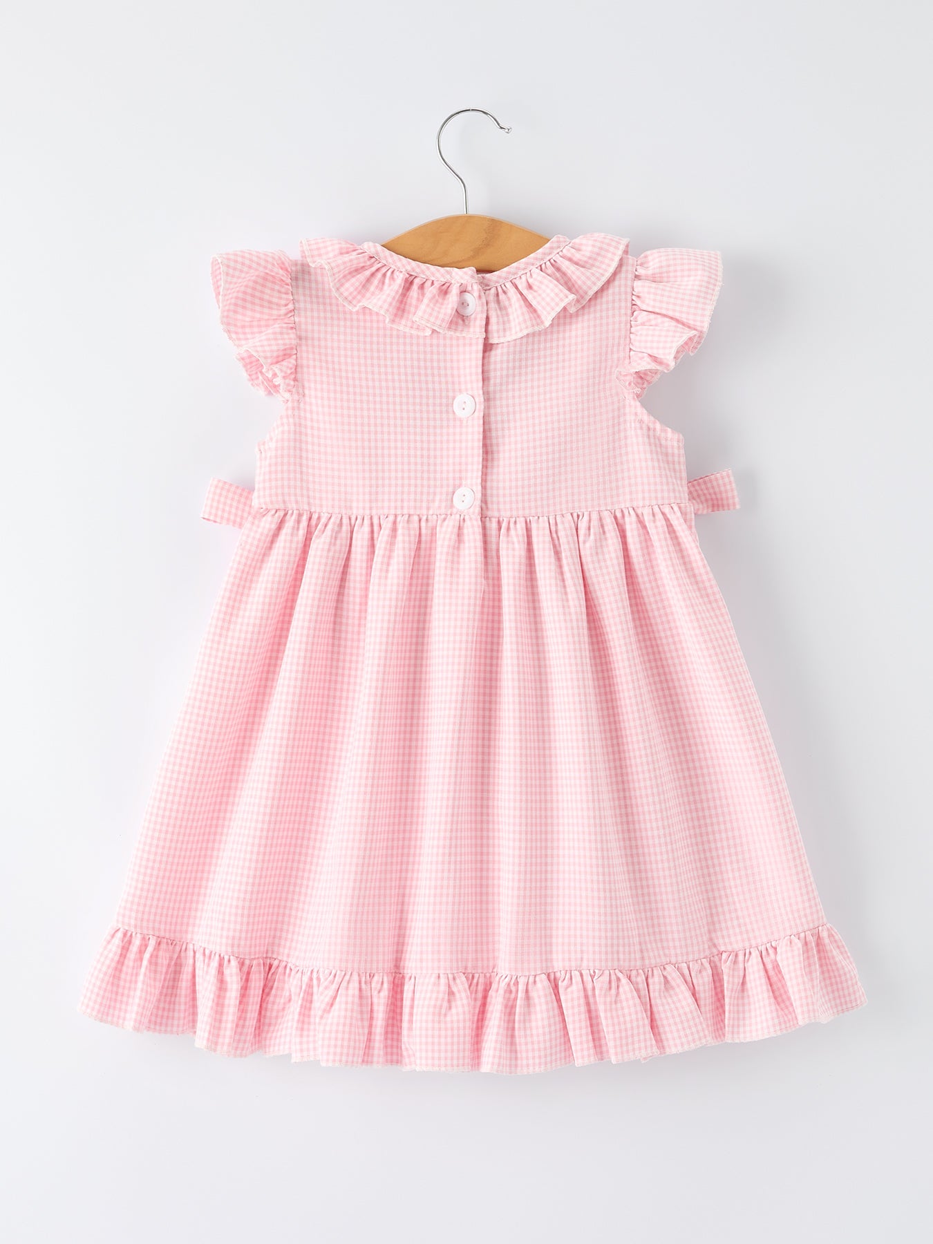 Back To School Pencil Plaid Girls Smocked Ruffle Collar Dress