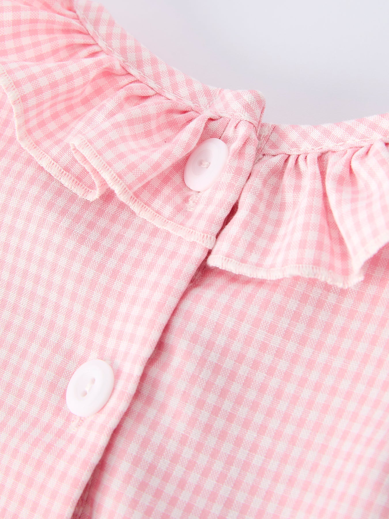 Back To School Pencil Plaid Girls Smocked Ruffle Collar Dress