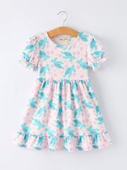 Ocean Animal Sea Turtle Girl Ruffle Dress