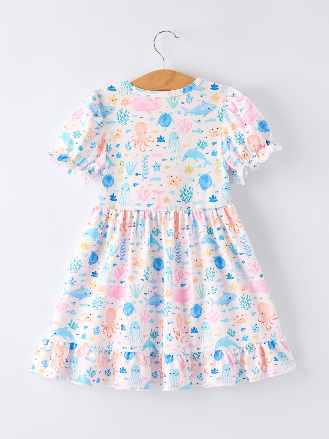 Ocean Animal Print Girl Ruffle Dress