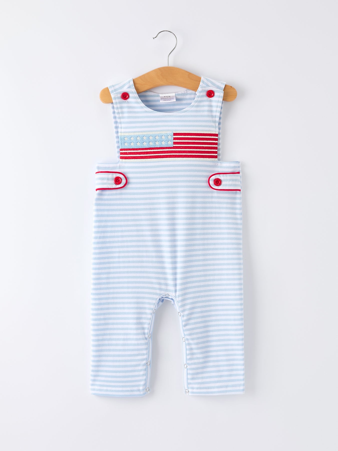 4th Of July Stripe Blue Boys Romper