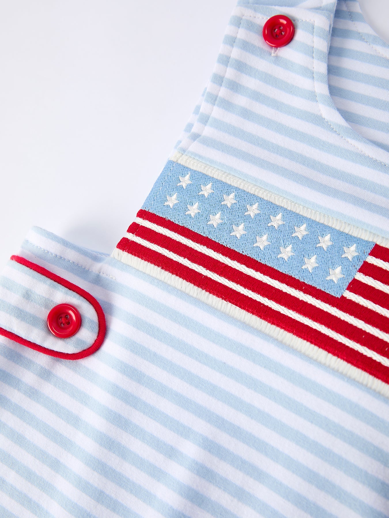 4th Of July Stripe Blue Boys Romper