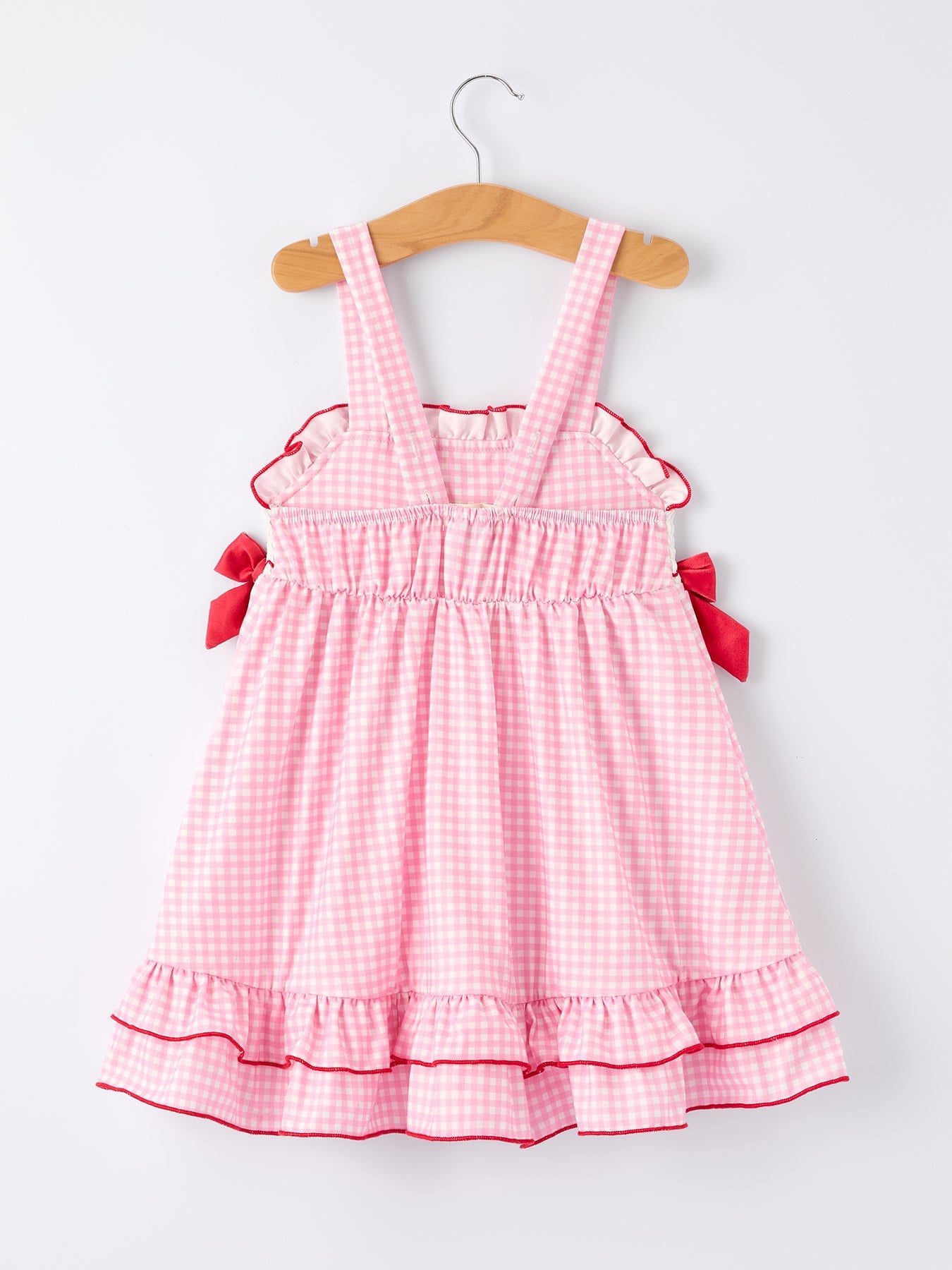 4th Of July Plaid Girls Dress Bow Ruffle