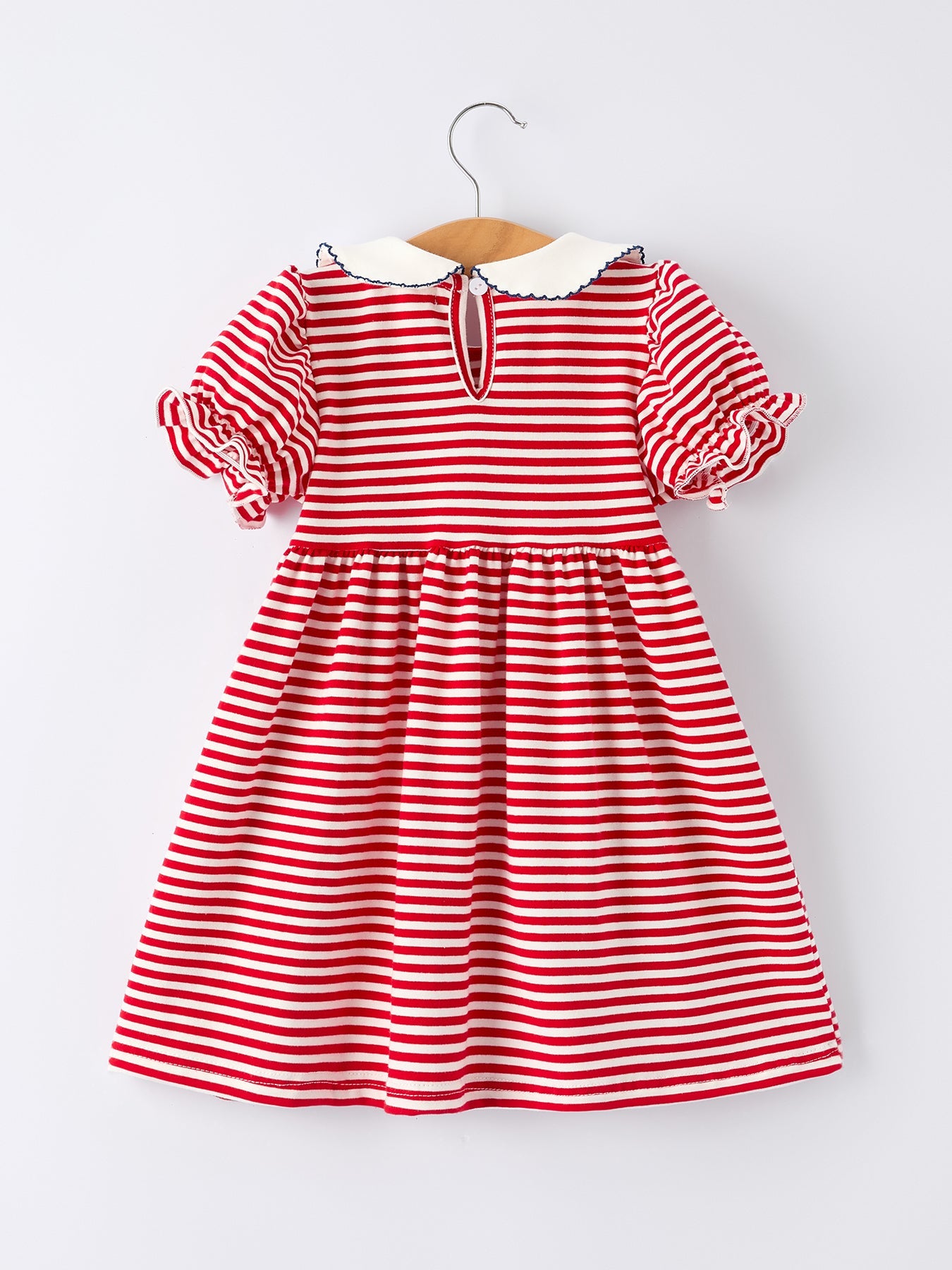 4th Of July Bow Applique Striped Dress