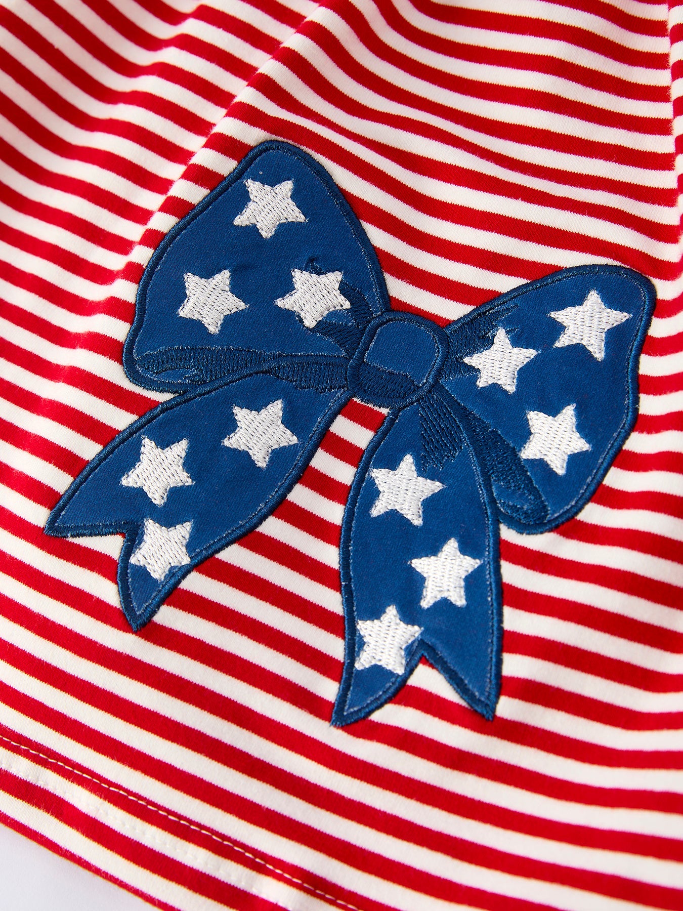 4th Of July Bow Applique Striped Dress