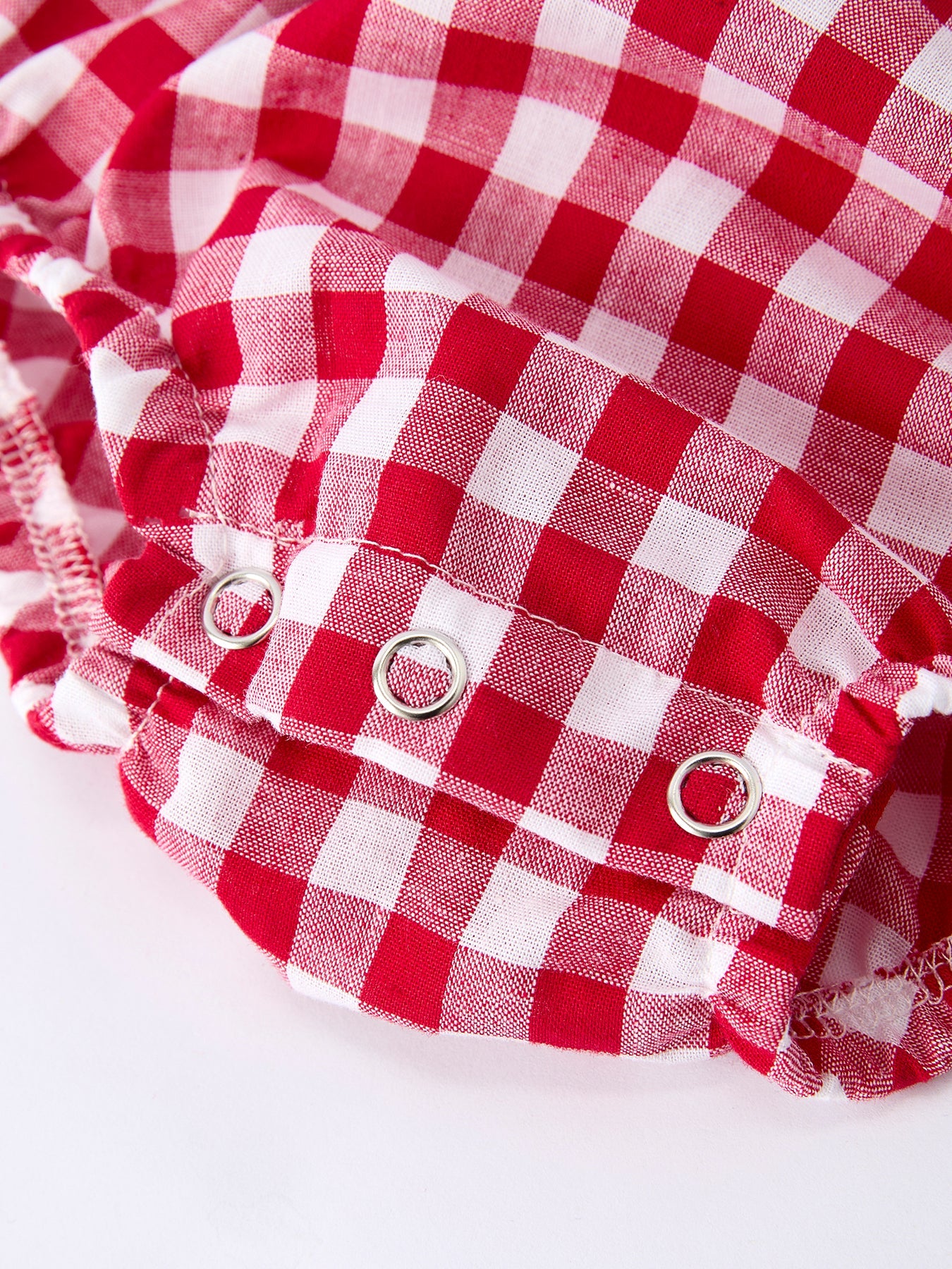 4th Of July Flag Plaid Girl Peter Pan Collar Romper Bow