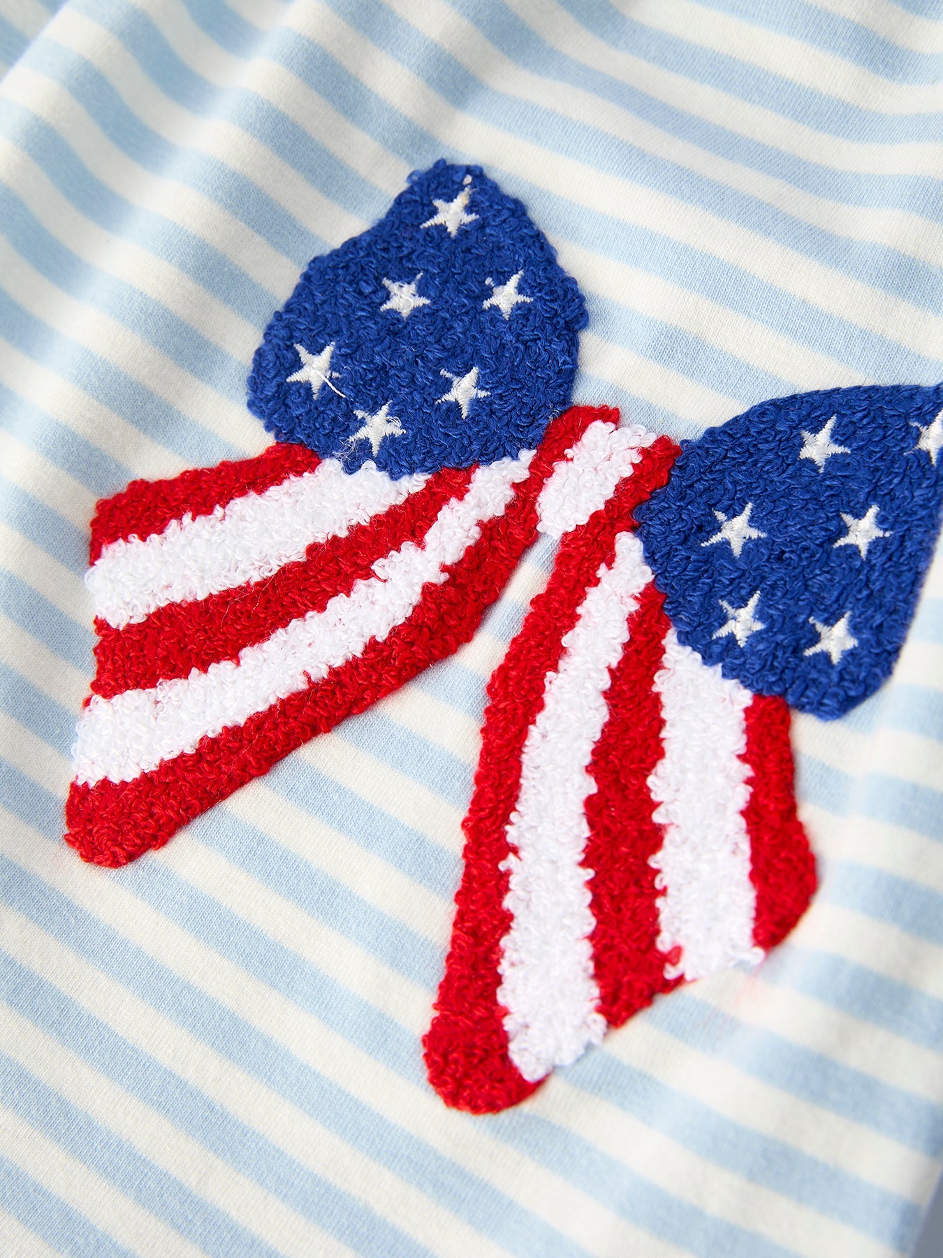 4th Of July Stripe Girls Dress Bow Peter Pan Collar
