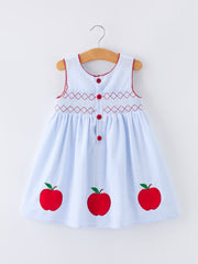 Girls Back To School Apple Twirl Dress Smocked