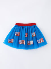 4th Of July American Flag Girls Tulle Skirt