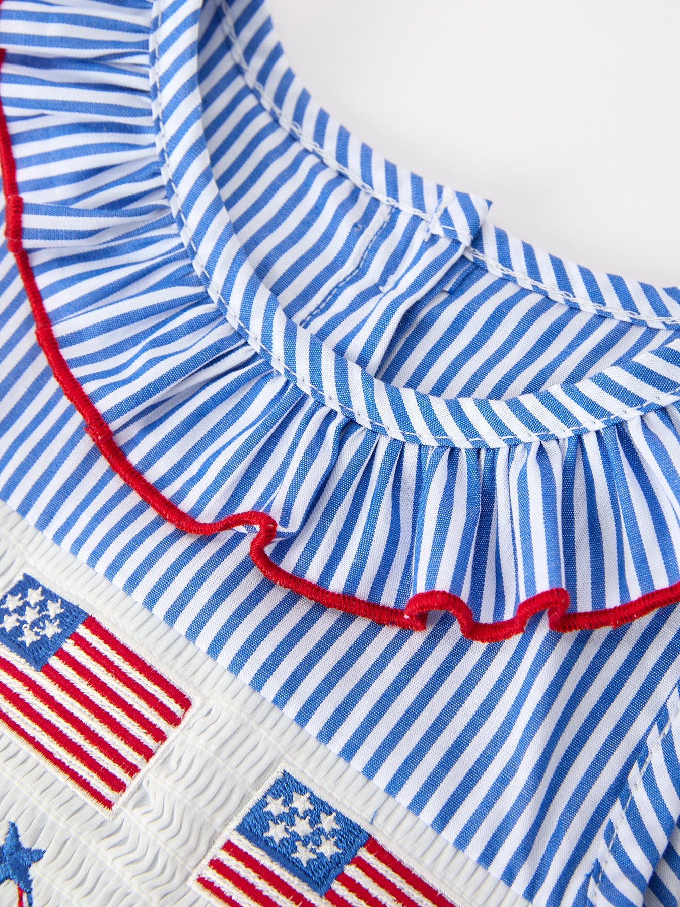Girls 4th Of July Twirl Dress Bow Smocked Embroidery