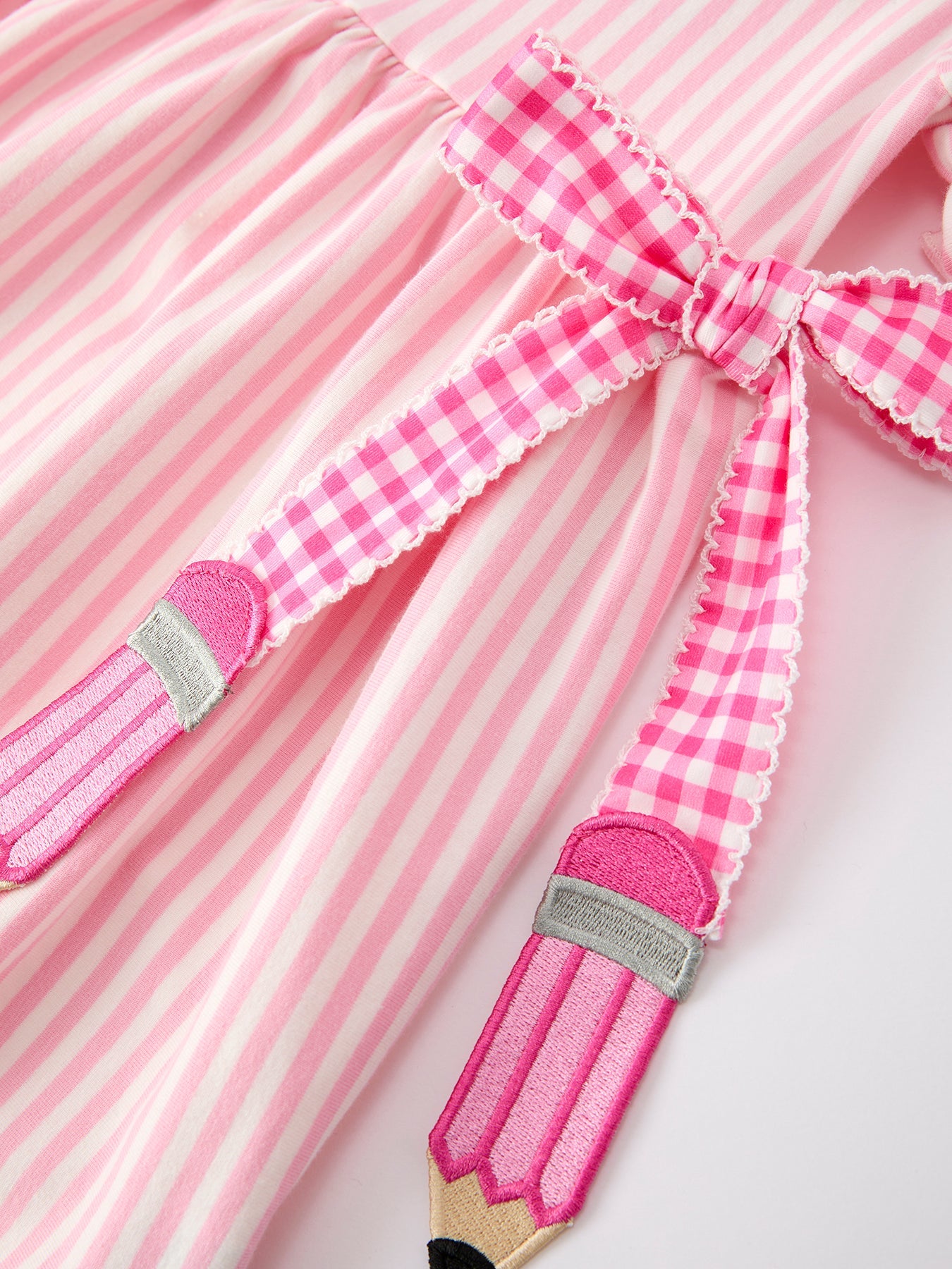 Back To School Girls Striped Lapels Bow Dress