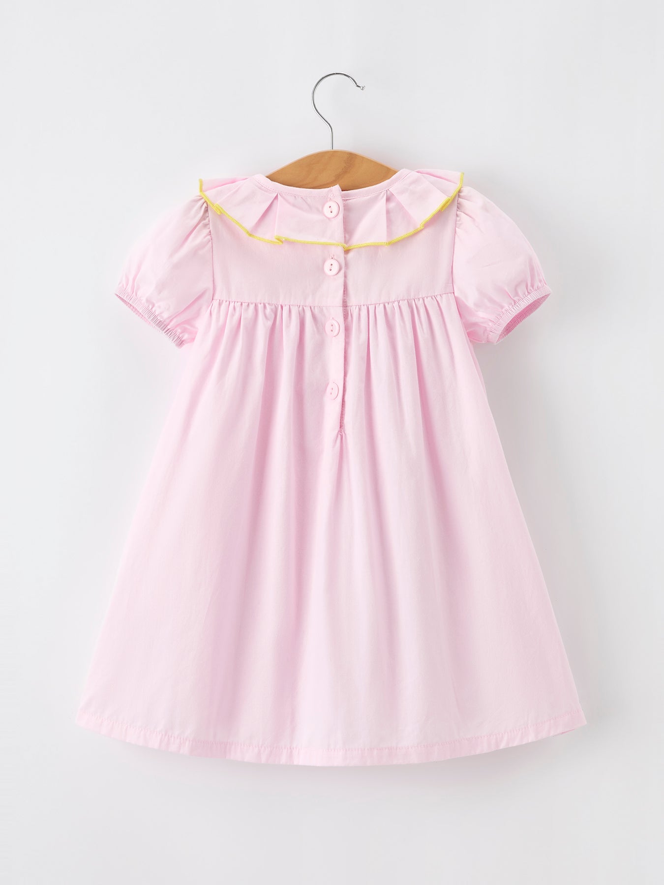 Back To School Pink Pencil Applique Ruffle Collar Girls Dress