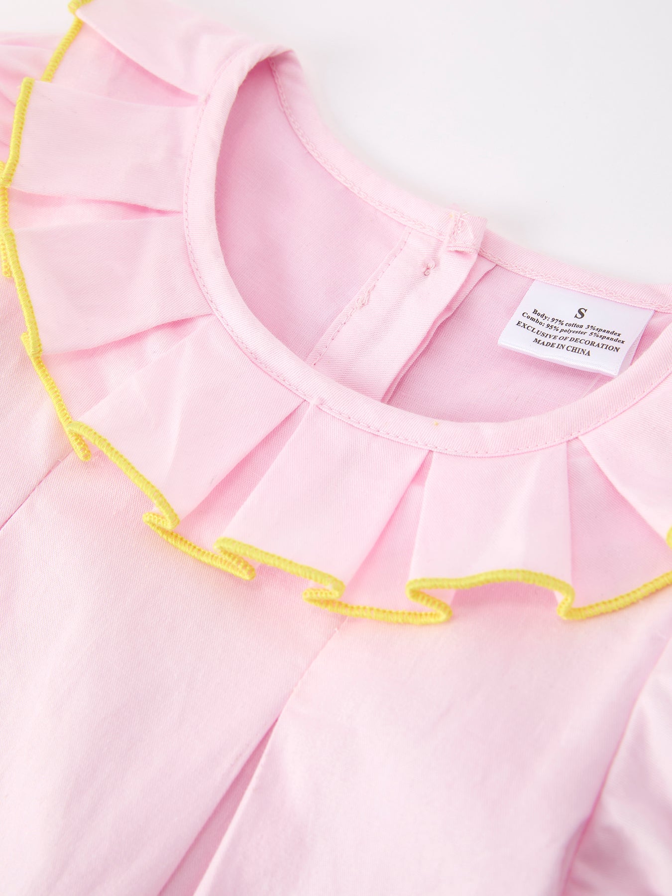Back To School Pink Pencil Applique Ruffle Collar Girls Dress