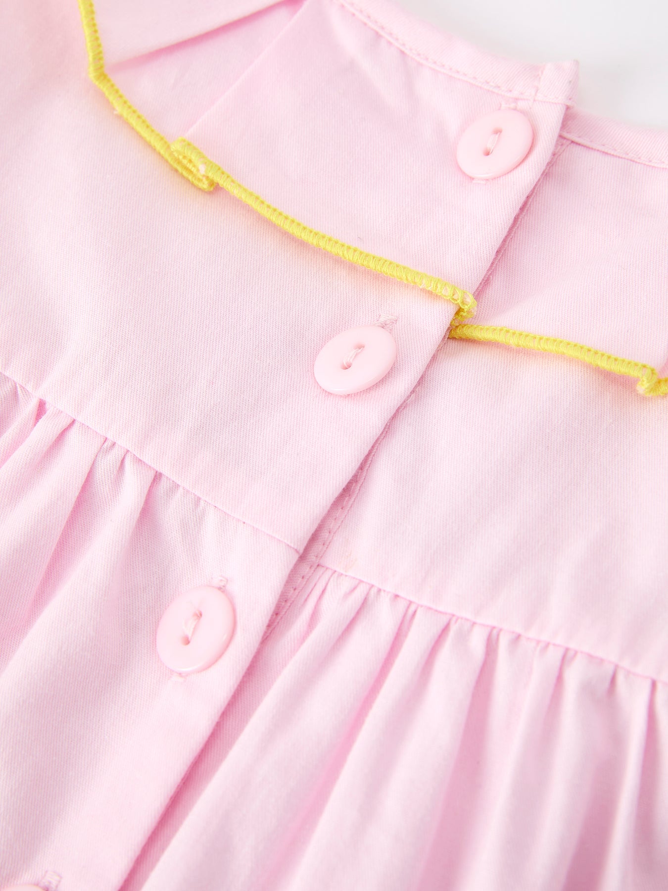 Back To School Pink Pencil Applique Ruffle Collar Girls Dress