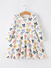 Halloween Bow Girls Dress Long Sleeve Twirl Dress