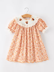 Thanksgiving Turkey Floral Lace Ruffle Girls Dress