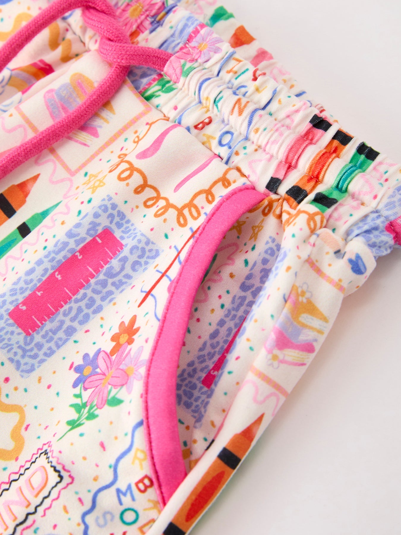 Preorder Back To School Print Girl Short Set Scallop Hem