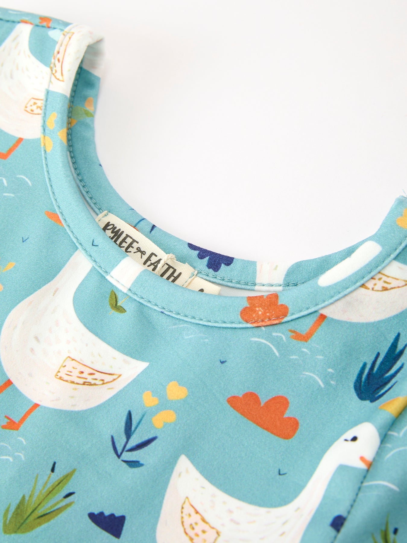 Fall Goose Print Girls Long Sleeve Twirl Dress