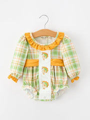 Thanksgiving Turkey Plaid Baby Girl Bubble Romper