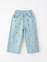 Halloween Thanksgiving Pumpkin Embroidered Girls Flare Pants