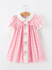Halloween Ghost Embroidered Girls Dress Peter Pan Collar Bow