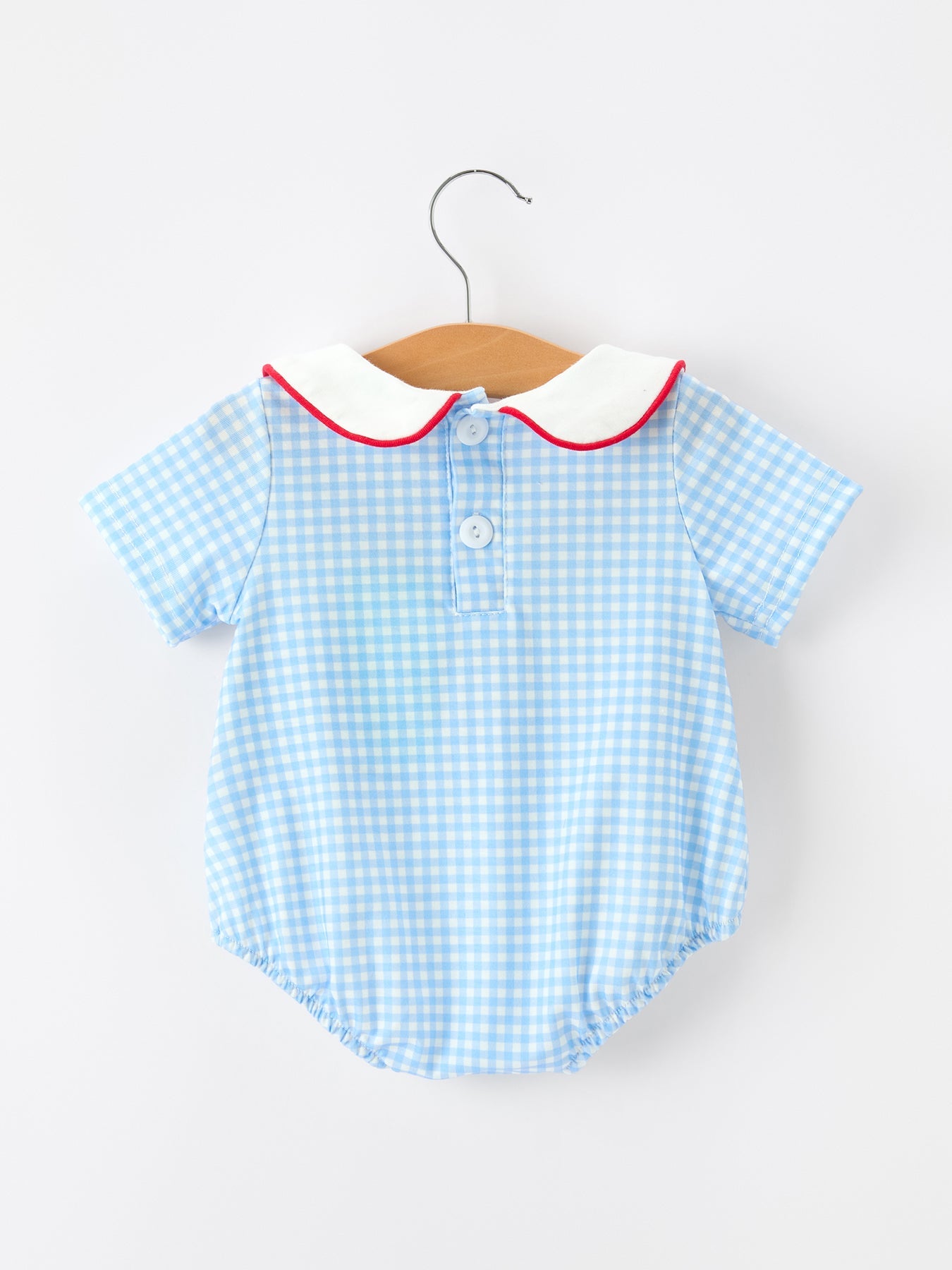 Christmas Santa Embroidered Boys Jon Jon Peter Pan Collar