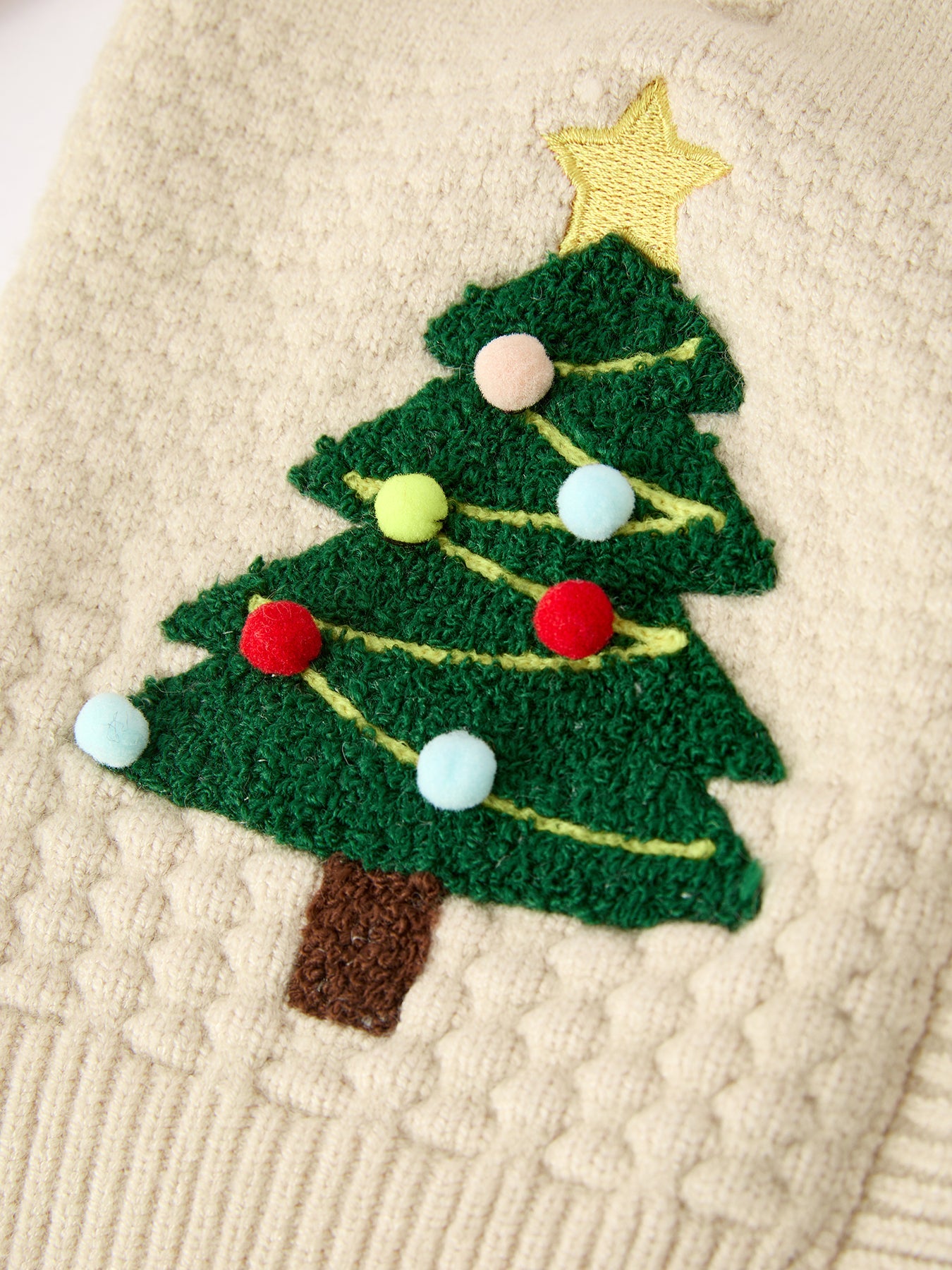 Christmas Tree Knit Cardigan Kids Holiday Sweater Button Front