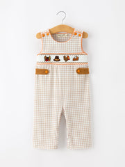 Thanksgiving Boys Gingham Jon Jon Embroidered Romper