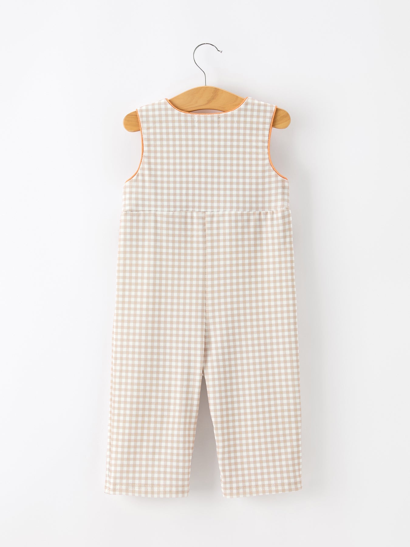 Thanksgiving Boys Gingham Jon Jon Embroidered Romper