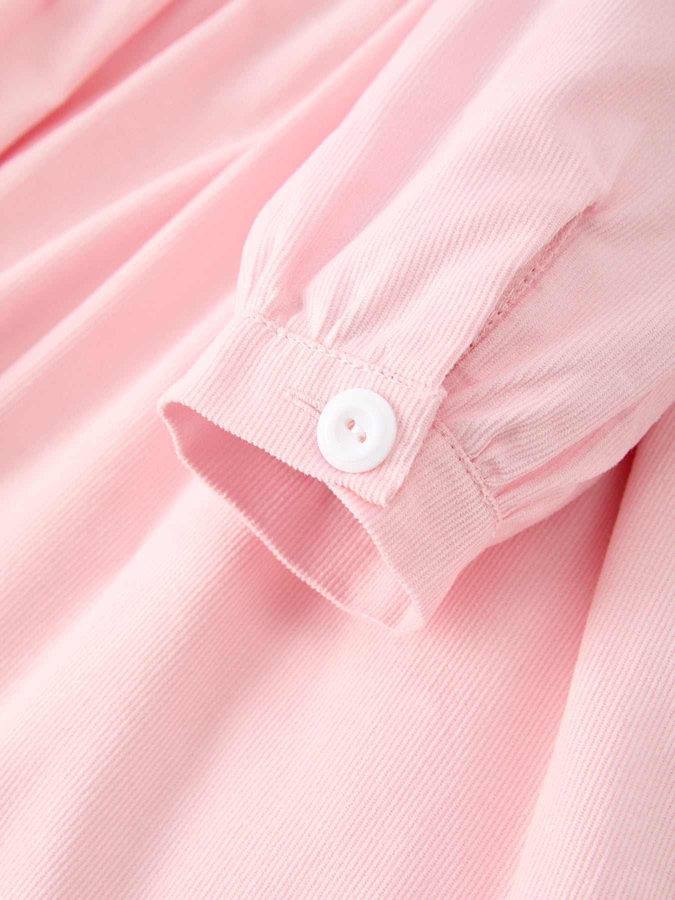 Fall Pink Smocked Girls Dress Peter Pan Collar Long Sleeve Floral Detail