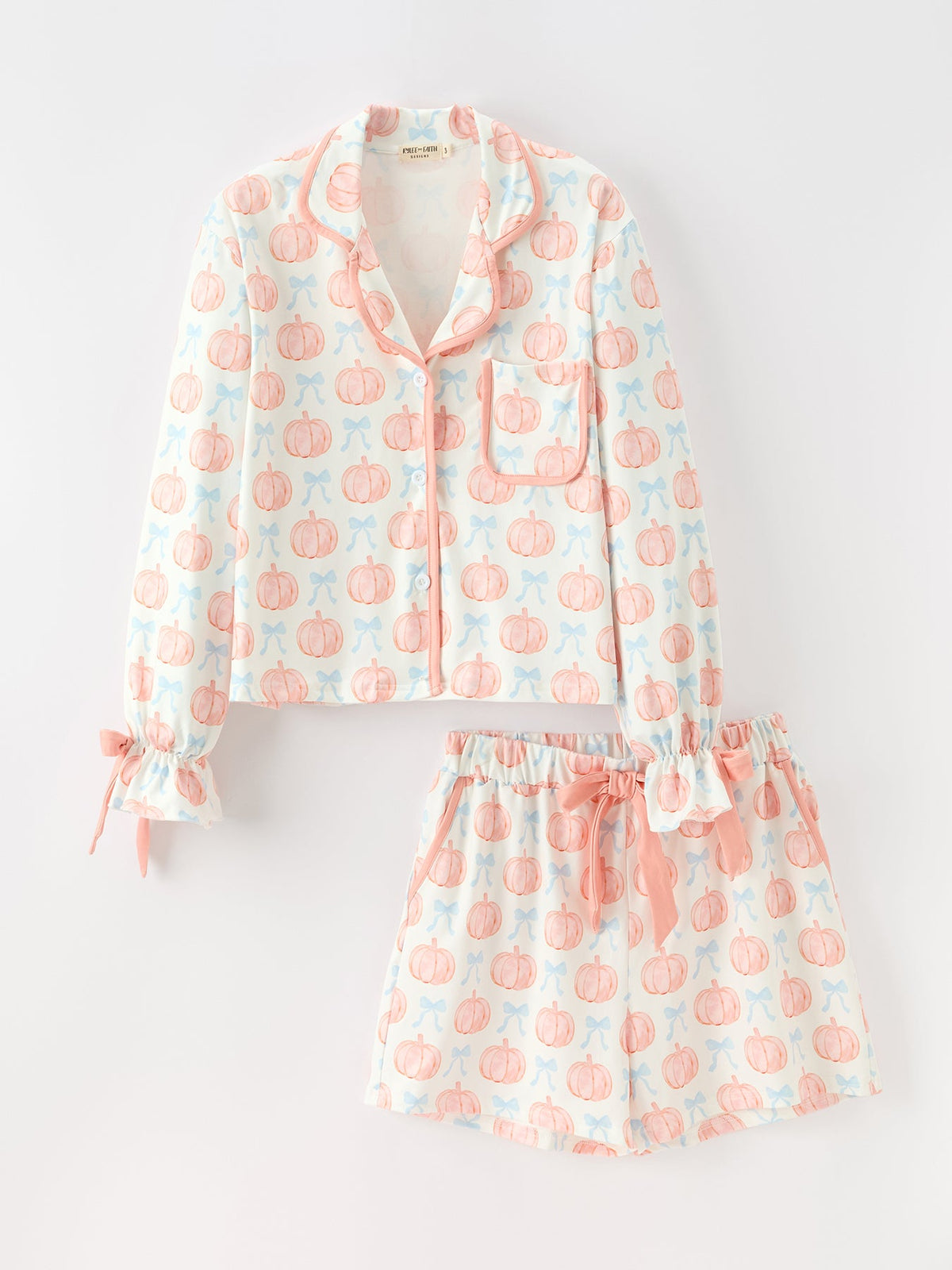 Mommy And Me Fall Pumpkin Print Pajama Set