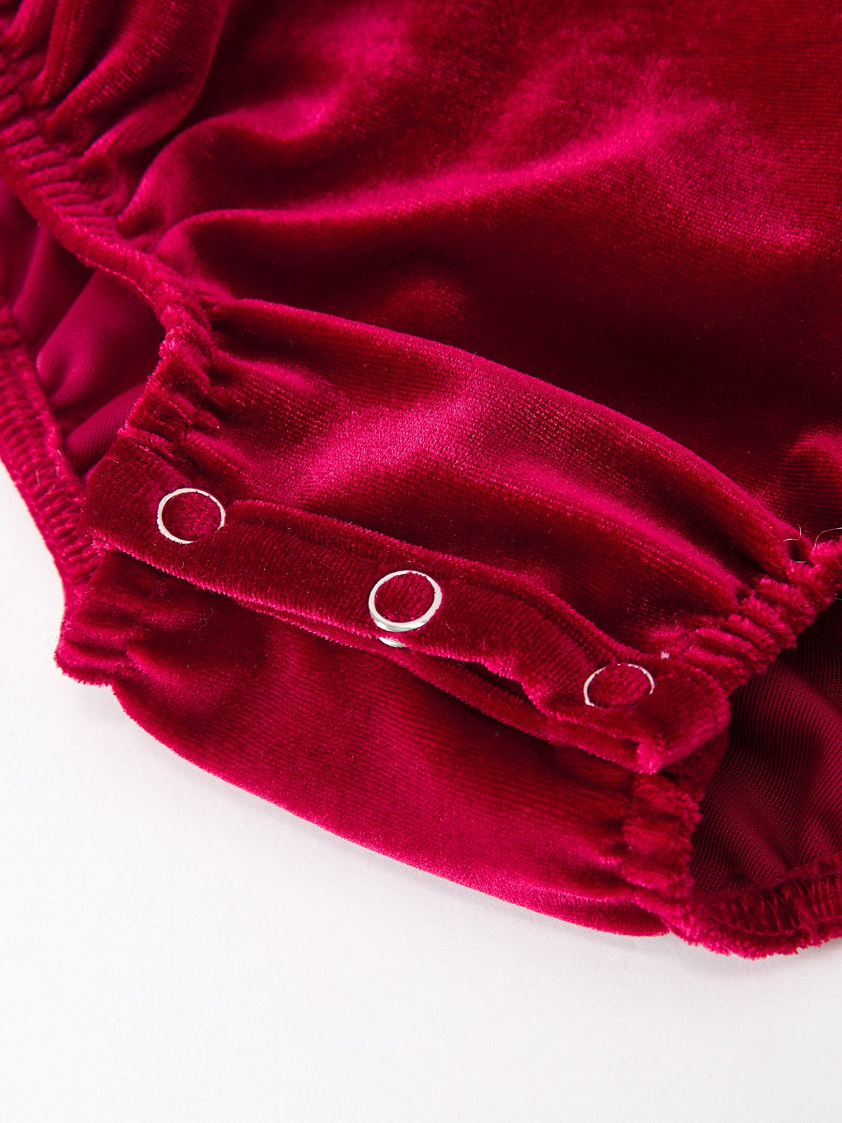 Christmas Velvet Smocked Baby Bubble Romper With Pearl Detail