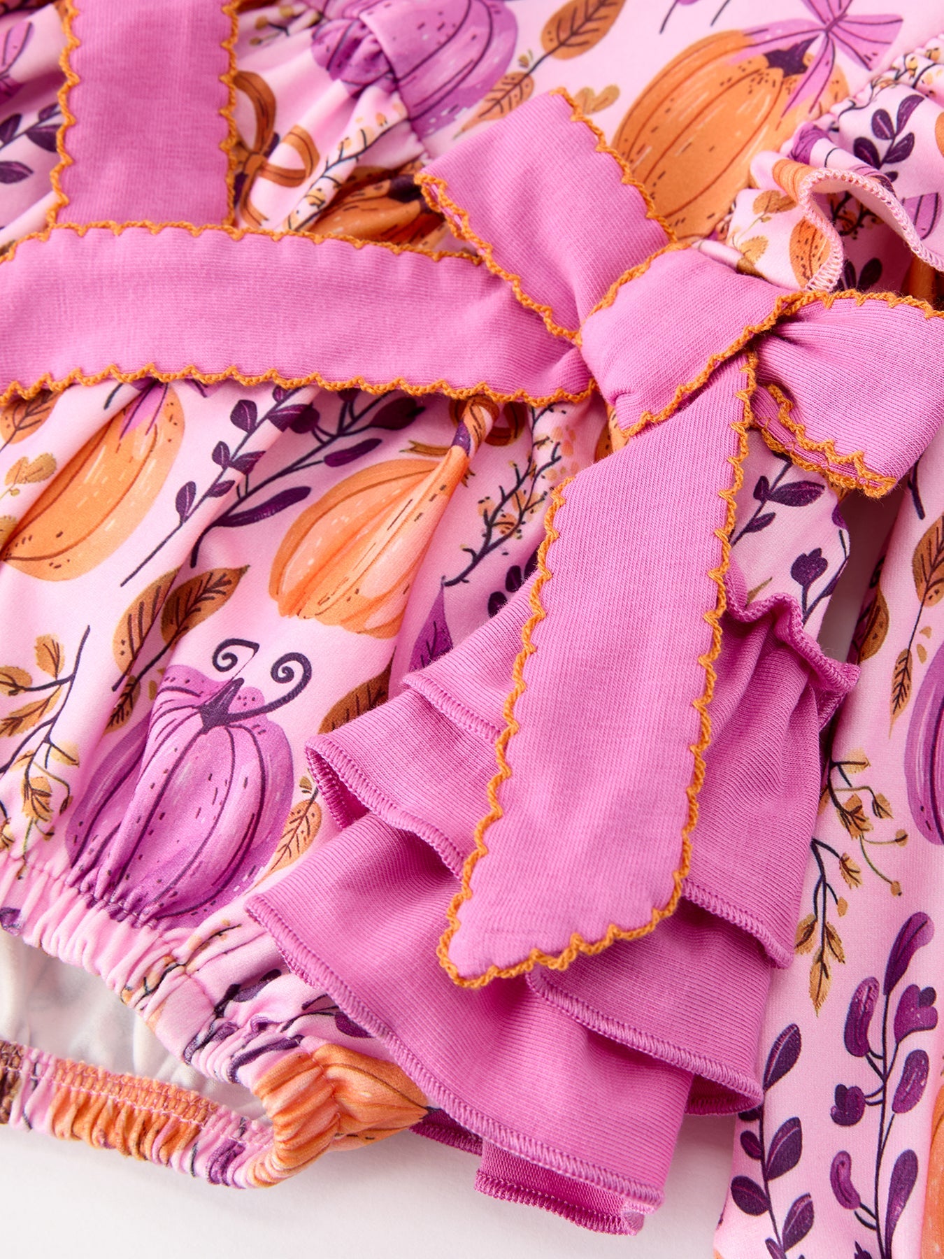 Halloween Thanksgiving Pumpkin Girls Romper With Ruffle Bow